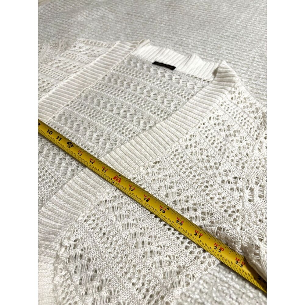 Intriguing Threads Cream Open Knit Boho Crochet C… - image 5